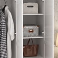 thumbnail image 6 of KULAGAGA 3 Doors Bedroom Closet, Wood Armoire with Mirror, Clothes Hanging Rail, 4 Storage Shelves and 5 Drawers, 47" Wide Bedroom Storage Unit Wardrobe, Traditional White, 6 of 7
