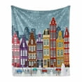 thumbnail image 1 of Amsterdam Soft Flannel Fleece Throw Blanket, Dutch Town in the Winter Historical Apartments Snowy Christmas Eve Noel Theme, Cozy Plush for Indoor and Outdoor Use, 50" x 60", Multicolor, by Ambesonne, 1 of 6