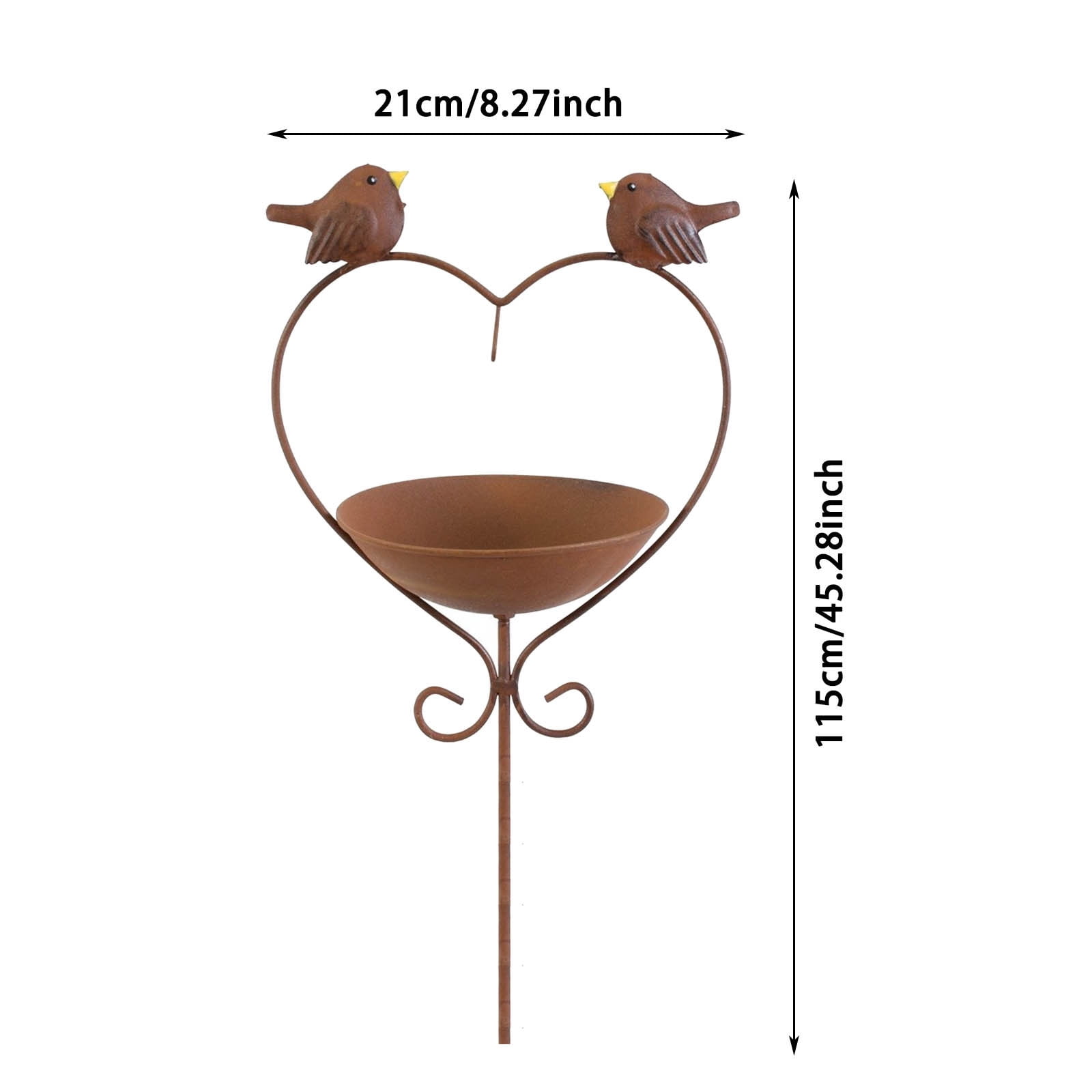 45.2 Inch Tall Bird Bath with Stake, Vintage Copper Heart Shape Bird Feeder Bird Bath for Outside Metal Freestanding Birdbath for Garden Yard Patio