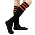 thumbnail image 3 of Couver Women's Triple Striped Knee High Tube Cotton Socks, Black Dark Orange, 9-11, 2 Pairs, 3 of 9