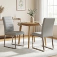 thumbnail image 2 of StnTalk Dining Chairs Set of 2, Kight Gray Faux Leather Kitchen Chairs with Thick Padded Seat, Armless Side Chairs with Metal Legs for Apartment & Small Dining Spaces, 2 of 7