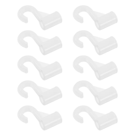 LOLIPPYY 10Pcs No Drill Closet Rod Hooks White Plastic Closet Hanger for Secure Clothes Hanging