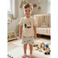 thumbnail image 4 of BemeyourBBs Toddler Baby Boys Summer Clothes Infant Baby Boy Fishing Outfits Cute Fish Print Short Sleeve TShirt Tops and Striped PocketsShorts Set, 4 of 7