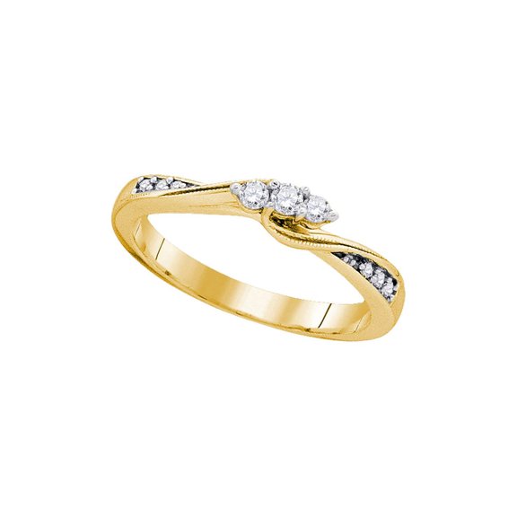 10kt Yellow Gold Womens Round Diamond 3-stone Promise Ring 1/6 Cttw