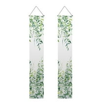 SEANATIVE Green Flower Leaf Porch Banner 2 Piece Front Porch Sign Hanging Flag Banner for Outside Yard Garden Home Decoration Party Supplies 70.9 x 12.6 Inch