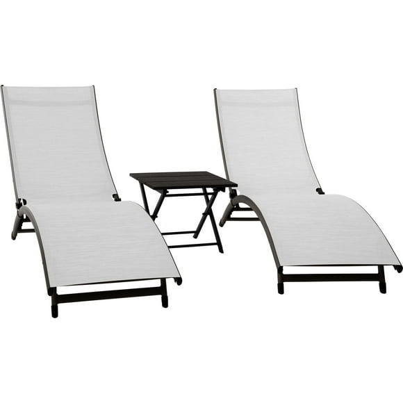Coral Springs Lounger 3 PC Set-aluminium-perle