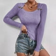 thumbnail image 2 of SEAOPEN Tunic Tops for Women Loose Fit Long Sleeve Shirts Square Neck Tops Today Purple,XL, 2 of 6