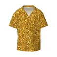 thumbnail image 2 of Lafuoo Gold Glitter Pattern Men's Cuban Collar Short Sleeve Shirt, Button-Down Resort Beach Pocket Shirt-Large, 2 of 7