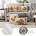 thumbnail image 6 of Orange Fall Outdoor Waterproof Pillow Covers, Thanksgiving Sunflower Pumpkin Stripe Decorative Square Throw Pillowcase Sofa Cushion Sham for Patio/Couch/Chair, 16"x16" 2 Pack, 6 of 8