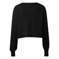 thumbnail image 5 of Wang6 Women Lightweight Cropped Cardigans Sweaters Trendy Long Sleeve Button Cable Knit Sweater Fall V Neck Knitted Outwear Tops Black One Size, 5 of 5