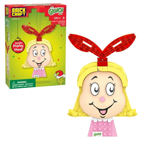 Brickcraft The Grinch Cindy-Lou Who Sparkling Decoration Building Kit (125- Plastic Piece Set), Christmas Decoration, Holiday Collectible Brick Toy
