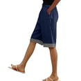 thumbnail image 6 of LAJPXKHY Bermuda Shorts for Women Summer Casual Knee Length Elastic High Waist Striped Wide Leg Lightweight Shorts with Pockets, 6 of 6