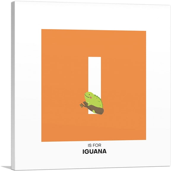 ARTCANVAS Kids Animal Alphabet Letter I Canvas Art Print - Size: 18" x 18" (0.75" Deep)