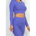 thumbnail image 3 of Ribbed Long Sleeve Crop Top and Leggings Ensemble, 3 of 9