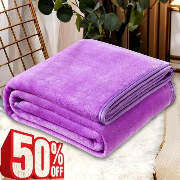 Djiypn Djiypn Blanket -70x100cm flannel bath towel, purple,100%Polyester,Purple,160g