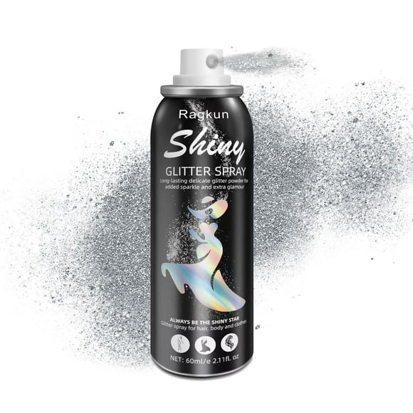 Body Glitter Spray Ragkun, plata de larga duración, 62 ml, para cabello