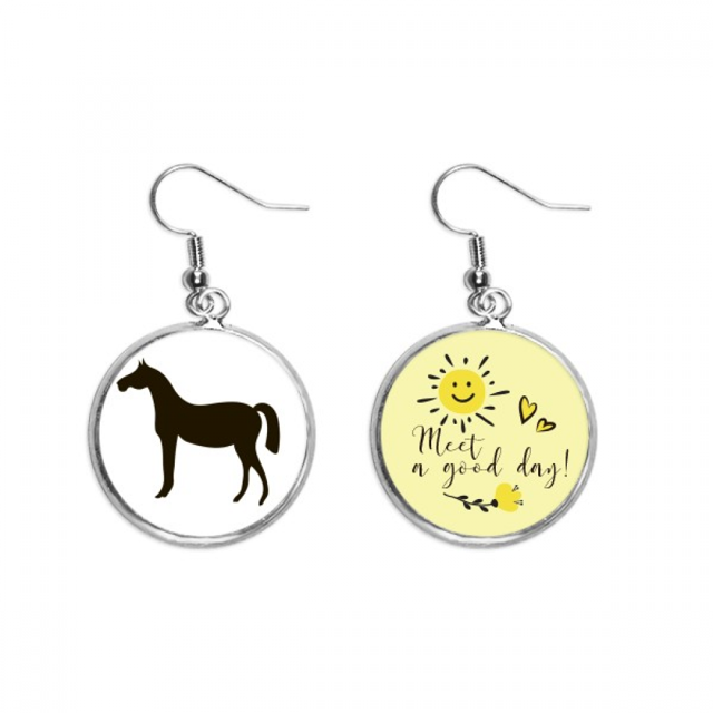 Caballo negro retrato animal Pendiente Sol Flor Pendiente Joyas Moda Unbranded M