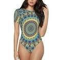 thumbnail image 1 of Balery Round Mandala1 Body de cuello redondo de manga corta para mujer Tops de manga corta Tops básicos-XX-Large, 1 of 7