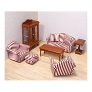 Melissa & Doug Classic Victorian Wooden and Upholstered Dollhouse Living Room Furniture (9 pcs)