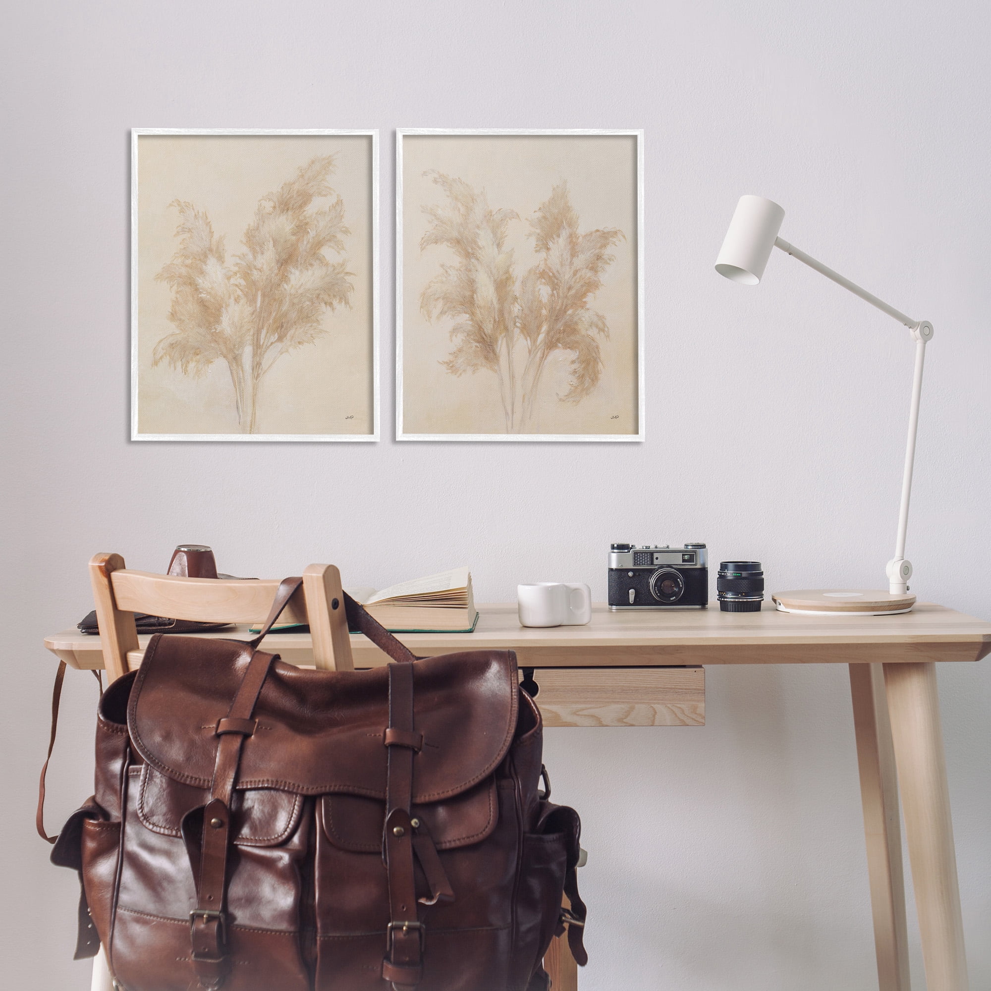 Stupell Industries Rural Reeds Studies Botanical & Floral Drawing White Framed Art Print Wall Art, 16 x 20, Set of 2