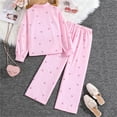 thumbnail image 3 of Girls Kids Back to School Outfits 10-12 Long Sleeve Button Down Shirts Pants Trendy Fall 2 Piece Lounge Wear Set 8-9 Years, Pink, 3 of 7