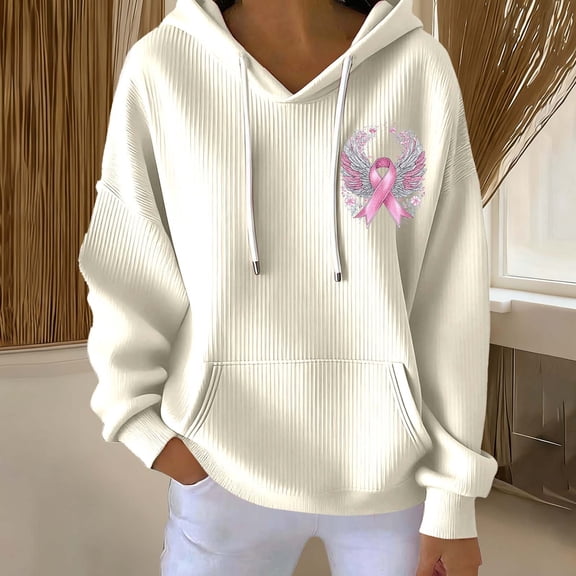 LVHAOGJOB Womens Hoodies Sweatshirt 100% Cotton Soft with Pockets Long Sleeve Hooded Sweatshirt for Ladies Solid Color