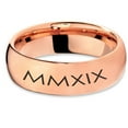 thumbnail image 2 of Tungsten Gradutaing Class Of 2019 Roman Numerals Engraved Band Ring 7mm Men Women Comfort Fit 18k Rose Gold Dome Polished, 2 of 4