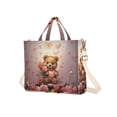 thumbnail image 2 of Bear Roses Flowers Butterflies Corduroy Tote Bag Handbag Large Messenger Bag Shoulder Crossbody Zipper Bag Purse, 2 of 8
