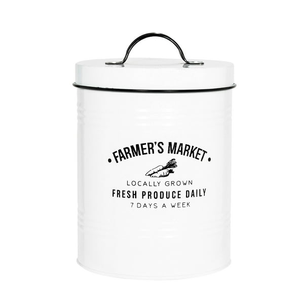 Amici Home , Boîte de Rangement en Métal pour Marché Fermier, 76 oz, Blanc