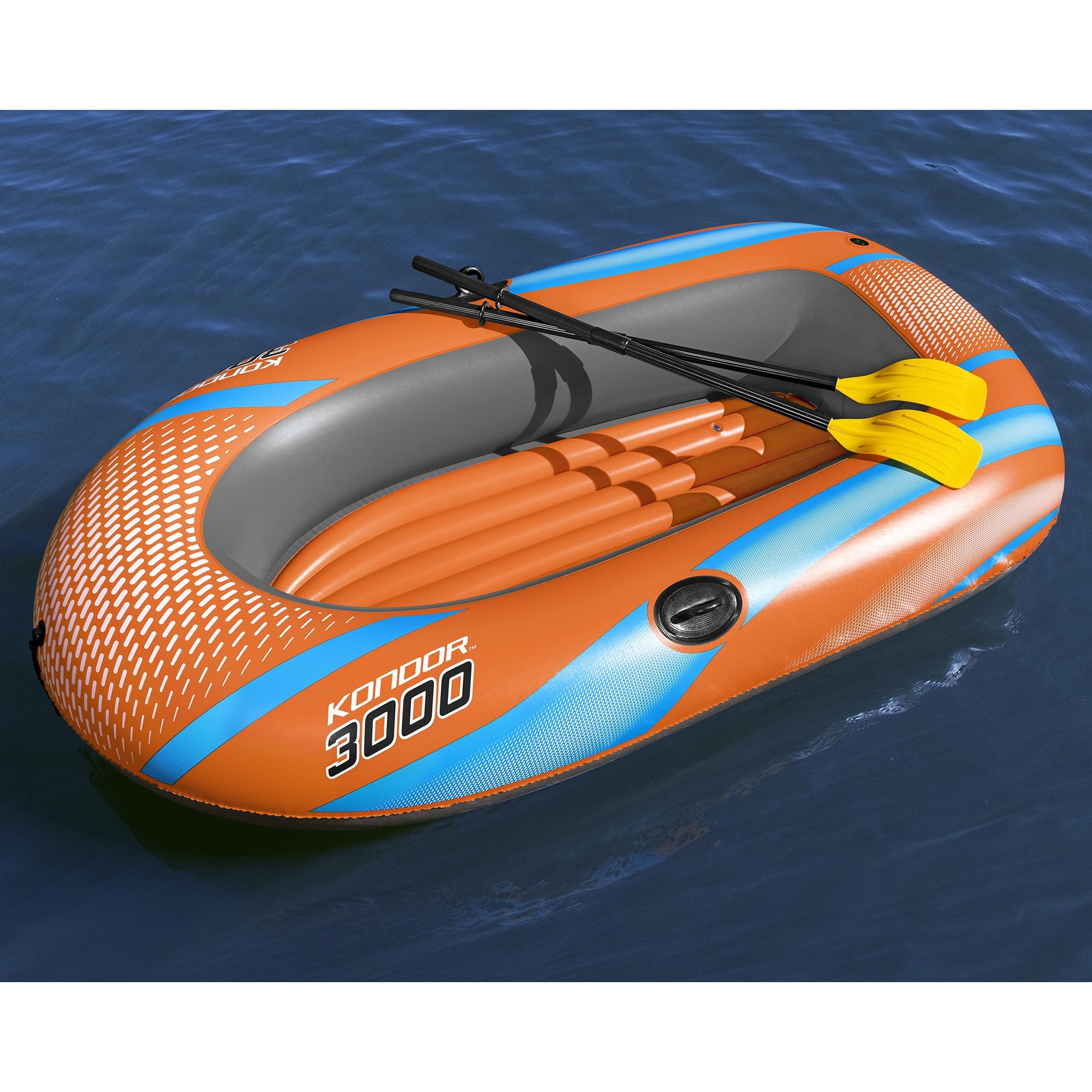 H2OGO! Kondor 3000 Inflatable Raft Set - 6'11" x 48" - Orange & Blue, Fits 2 Adults & 1 Child, Oars & Hand Pump, Water Sports Boat, 410lb Cap, Ages 6+