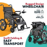 All Terrain Foldable Electric Wheelchairs for Adults - Long Range 12miles - Supports up to 300lbs - Weight 70lbs