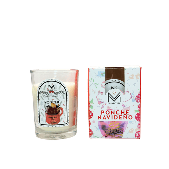 VELA AROMÁTICA PONCHE | CERA VEGETAL 175G | LARGA DURACIÓN