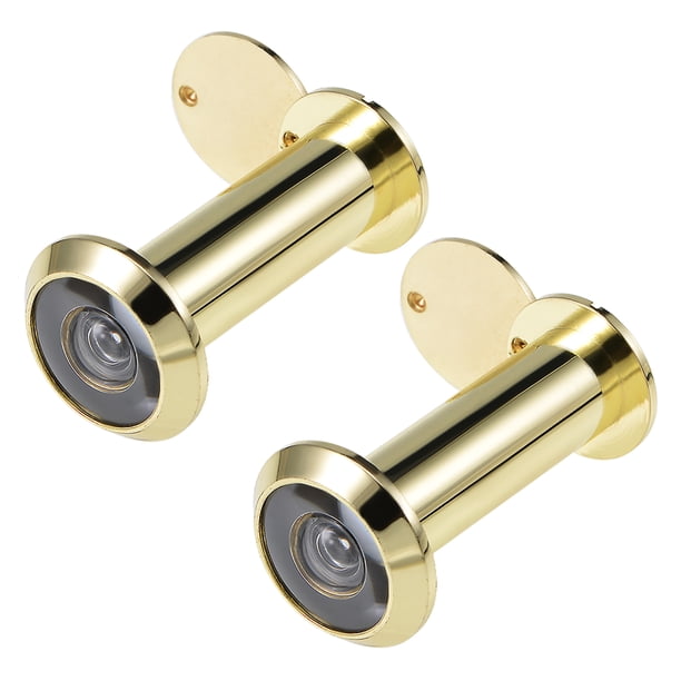Visor de puerta de latón de 220 grados con cubierta para puertas de 59 mm a 90 mm, acabado dorado pulido, 2 piezas