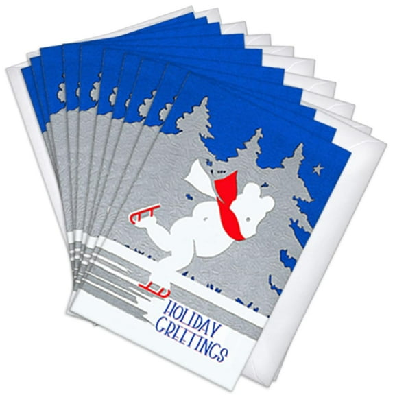 Polar Bear Skating Holiday Cards | 10 Pack Bulk Set (4x6)