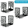 thumbnail image 5 of cyrico Book Ends for Shelves, 3 Pairs Metal Bookends Decorative for Heavy Books Tree Book Holders Heavy Duty Book Stopper for Home Office School, 6.6 x 4.7 x 3.5 Inch, Black, 5 of 6