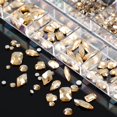 thumbnail image 3 of Diamantes redondos variados para decoración de uñas, calcomanías de diamantes de imitación, varios colores, champán, blanco, AB, colores claros, 1200/660 piezas, 3 of 4