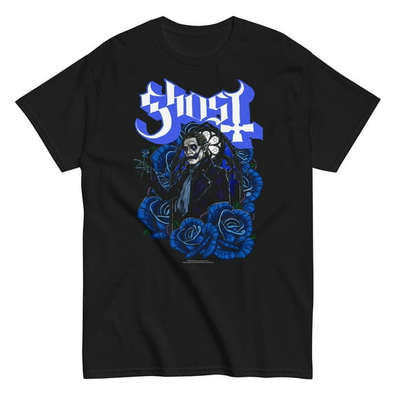 Ghost - Blue Roses Unisex T-Shirt - Black - Small