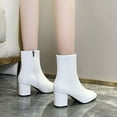 thumbnail image 4 of HAOTAGS Womens Mid Calf Chunky Heel Boots Casual Shoes White Size 7.5, 4 of 7