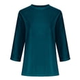 thumbnail image 3 of Womens Velvet Tops Dressy 3/4 Sleeve Shirts Casual Crew Neck Loose Blouses Soft Tunic Shirt 2026 Fashion Spring Clothes, 3 of 5