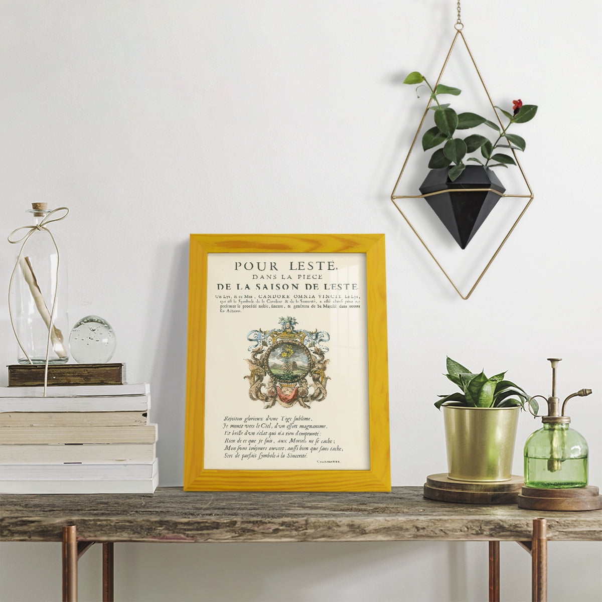Printed Embellished Bookplate VI - Framed Print w/glass - Sunflower Yellow