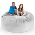 thumbnail image 4 of Jaxx Saxx 6 Foot Giant Bean Bag Chair For Adults - Premium Synthetic Faux Rabbit Fur Black Rabbit, 4 of 5