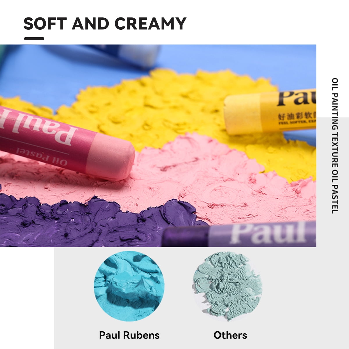 Paul Rubens Oil Pastels, 48 Macaron Colours Soft Pastels Non-Toxic Pastels for Artists, Students