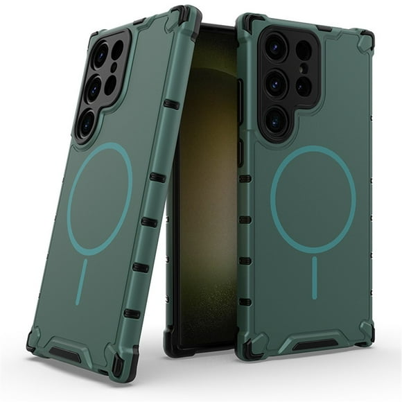 Funda para Samsung Galaxy S24 Ultra 5G [Compatible con Airbag MagSafe] de Grado Militar Funda Protectora Anticaída de Color Sólido para Teléfono, Verde, para Galaxy S24 Ultra 5G