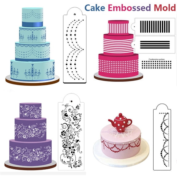 Fufafayo under $5 1Pcs Cake Stencil, DIY Cake Stencil, Birthday Cake Spray Decorating Sieve, Food Grade Embossing Print Model for Baking, Kitchen Baker Party Wedding Dessert Decor Tool