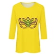 thumbnail image 4 of YUGYXL Fashion 3/4 Sleeve Shirts for Women Novelty Mardi Gras Printed Clothes Summer Crew Neck Soft Tunic Tees Celebration Carnival Party Tops Sales, 4 of 5