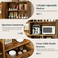 thumbnail image 6 of Walsunny Pantry Cabinets with Microwave Shelf Coffee Bar Counter Top 4 Corner Shelves 3 Doors 2 Drawers 60.4" Kitchen Pantry Storage Cabinet Buffet Sideboard Hutch Cupboard Freestanding Brown, 6 of 7
