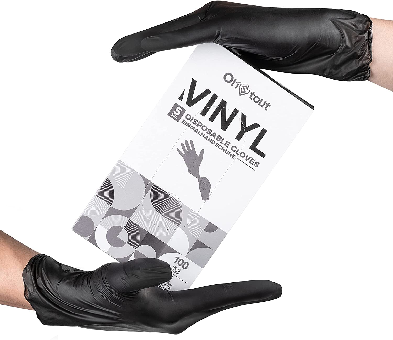 Gorilla Black Vinyl Disposable Gloves-Large