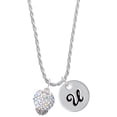 thumbnail image 1 of Delight Jewelry Silvertone Clear AB Crystal Sparkle Spinner Silvertone Script Initial Disc - U - Charm Necklace, 20"+3", 1 of 4