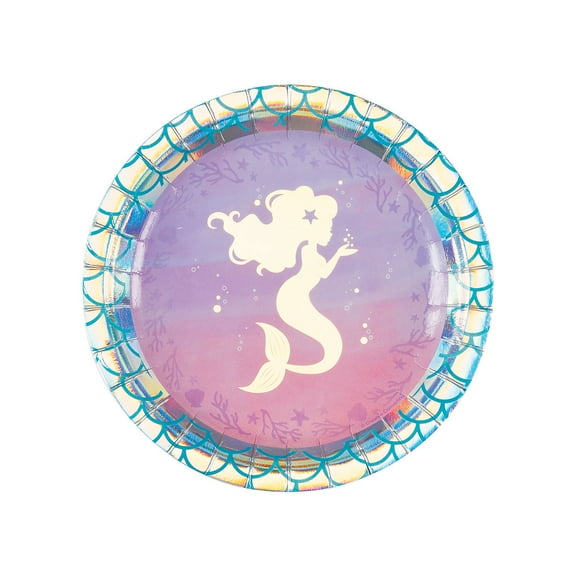Mermaid Sparkle Iridescent Paper Dessert Plates - 8 Count