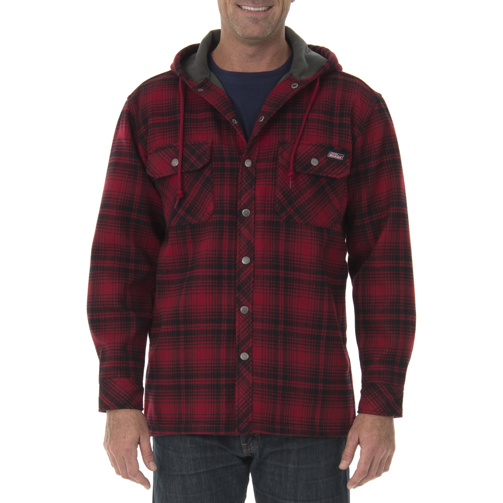 dickies men's fleece pullover with flannel lined hoodie